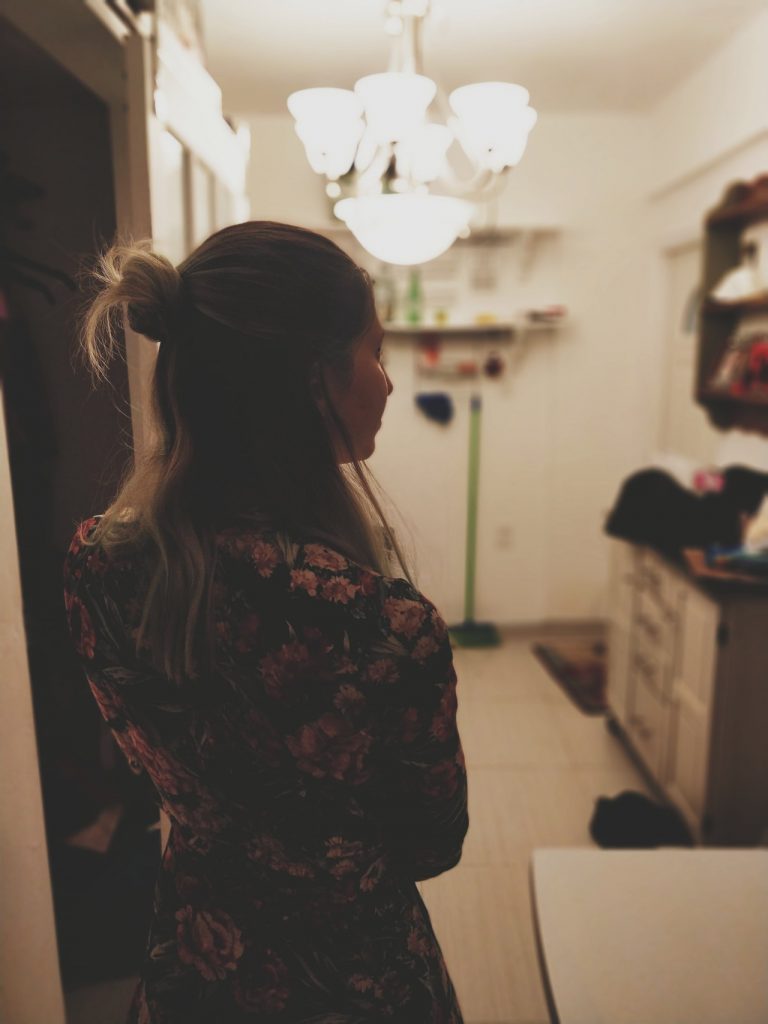 a woman in a room