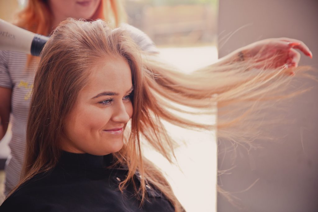 a woman with long hair