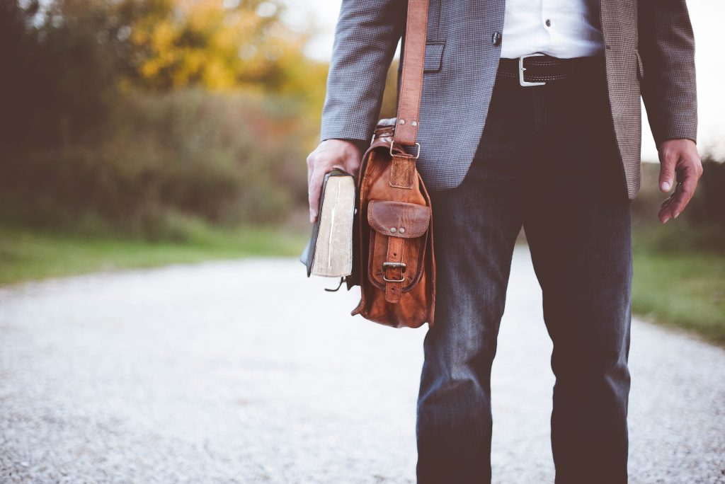 a person walking down a road