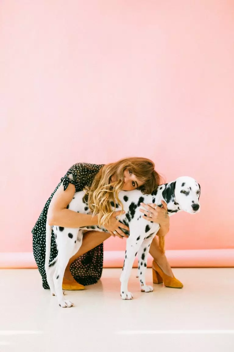 a dog sitting on a dog toy