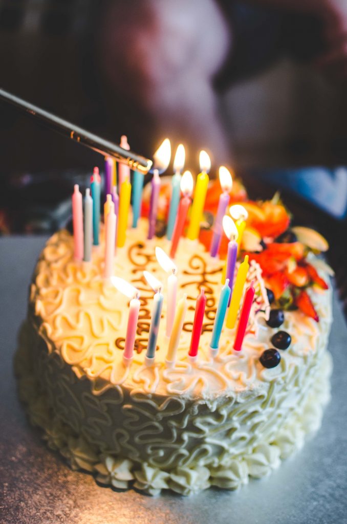 a cake with candles on it