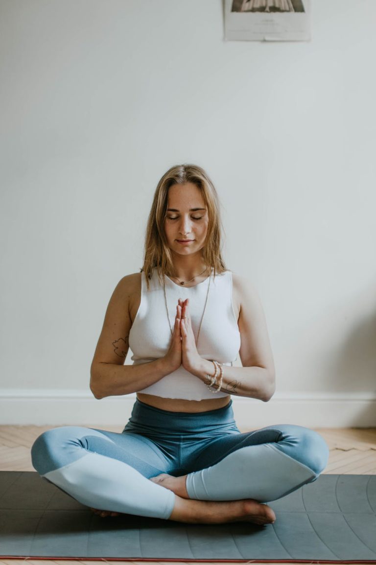 a woman sitting on the floor