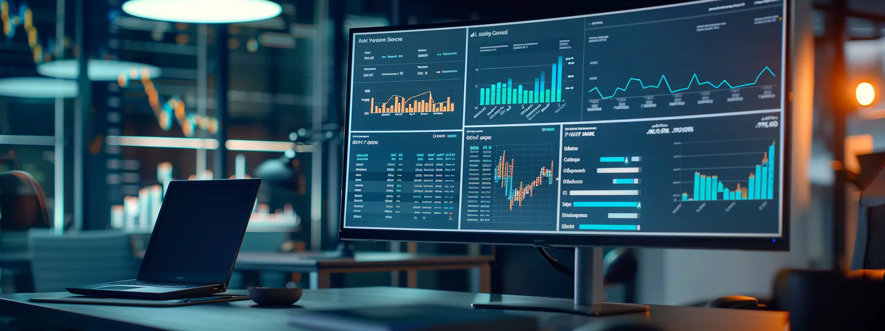 a sleek digital dashboard displays real-time revenue metrics for an agency's automated financial management.